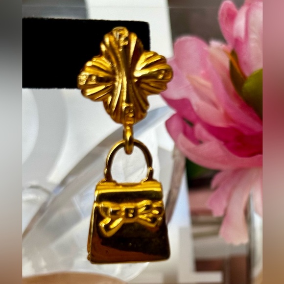 RARE Vintage Gold Fendi Shoe & Purse Earrings & BROOCH Set - Picture 7 of 11